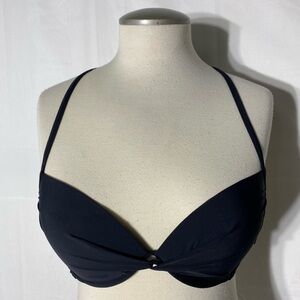 Aqua La Vie En Rose Classic Black Underwire Bikini Bra Top W Halter Strap S